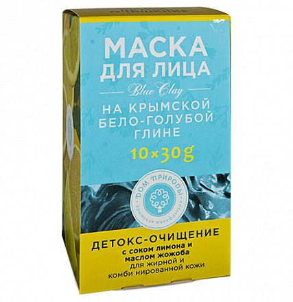 Маска "Детокс-очищение", на основе крымской бело-голубой глины, для жирной и комбинированной кожи Мануфактура Дом природы, 300 г