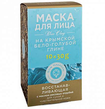 Маска "Восстанавливающая", на основе крымской бело-голубой глины, для сухой и чувствительной кожи Мануфактура Дом природы, 300 г