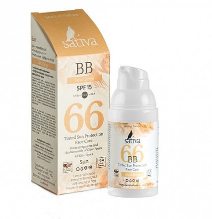 ВВ-крем ухаживающий "№66 Sand Beige SPF 15" Sativa, 30 мл