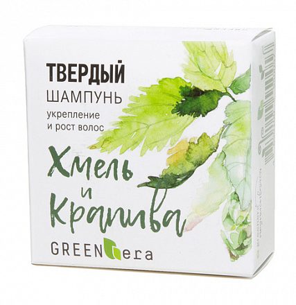 Шампунь твёрдый "Хмель и крапива", для роста и укрепления волос Green Era, 55 г