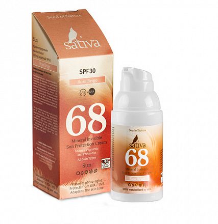 Крем солнцезащитный с тонирующим эффектом "№68 Rose Beige SPF 30" Sativa, 30 мл