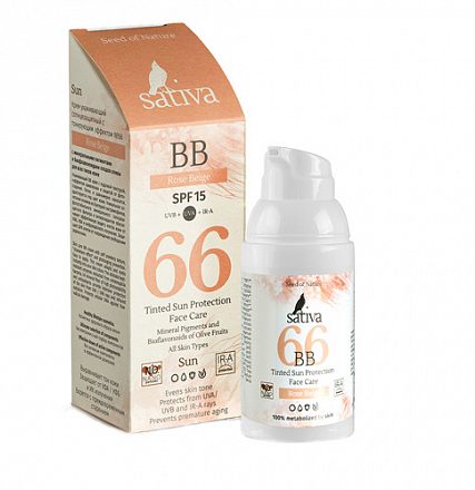 ВВ-крем ухаживающий "№66 Rose Beige SPF 15" Sativa, 30 мл